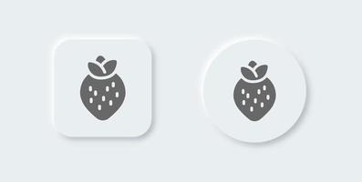 Strawberry solid icon in neomorphic design style. Fruit signs vector illustration.