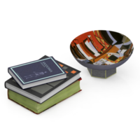 render 3d de libros isométricos png