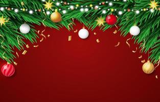 Christmas Background with Wreaths and Ornament vector