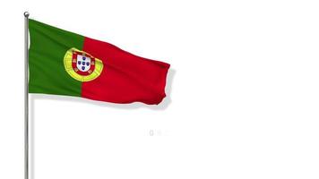 Portugal Flag Waving in The Wind 3D Rendering, FIFA Word Cup 2022 Team Group H, Chroma Key Green Screen, Luma Matte Selection video