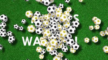 fotboll kul effekt långsam rörelse 3d tolkning, krom nyckel, luma matt urval av fotbollar video