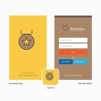 Company Medal Splash Screen and Login Page design with Logo template Mobile Online Business Template vector