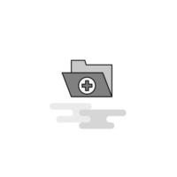 carpeta médica icono web línea plana llena vector icono gris