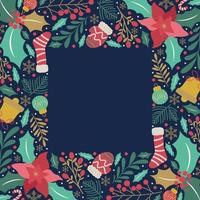Winter Element With Floral Flat Border Background vector