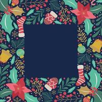 Winter Element With Floral Flat Border Background vector