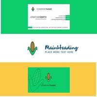 Beautiful Corn Logo and business card vertical Design Vector