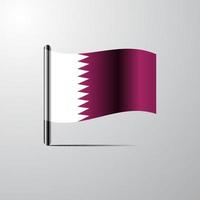 Qatar waving Shiny Flag design vector