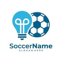 Bulb Soccer logo template, Football logo design vector