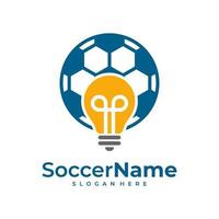 Bulb Soccer logo template, Football logo design vector