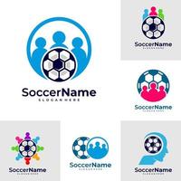 conjunto de plantilla de logotipo de fútbol de personas, vector de diseño de logotipo de fútbol