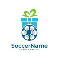 Gift Soccer logo template, Football logo design vector