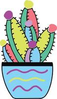 Colorful Rainbow Cactus - Multi-colored succulent or cactus in red, blue, green, yellow, and purple. Fun, bright vector image for a variety of projects.