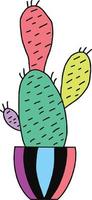 Colorful Rainbow Cactus - Multi-colored succulent or cactus in red, blue, green, yellow, and purple. Fun, bright vector image for a variety of projects.