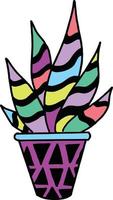 Colorful Rainbow Cactus - Multi-colored succulent or cactus in red, blue, green, yellow, and purple. Fun, bright vector image for a variety of projects.