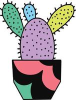 Colorful Rainbow Cactus - Multi-colored succulent or cactus in red, blue, green, yellow, and purple. Fun, bright vector image for a variety of projects.