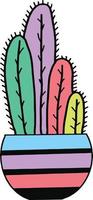 Colorful Rainbow Cactus - Multi-colored succulent or cactus in red, blue, green, yellow, and purple. Fun, bright vector image for a variety of projects.