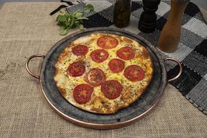 Neapolitan Brazilian pizza with mozzarella cheese and tomato slices with oregano photo