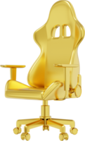 Gaming armchair gold metal, side view. 3d rendering. PNG icon on transparent background.