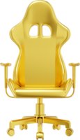 Gaming armchair gold metal. 3d rendering. PNG icon on transparent background.