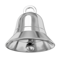 Bell metal silver, notification symbol. 3D rendering. PNG icon on transparent background.