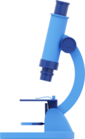 Cartoon blue microscope. 3D rendering. PNG Icon on transparent background