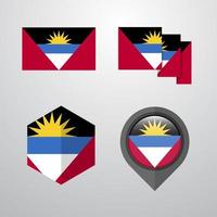 Antigua and Barbuda flag design set vector