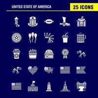 paquete de iconos de glifo sólido de estados unidos para diseñadores y desarrolladores iconos de celebración fiesta de fuegos artificiales día sombrero presidentes usa vector de bola