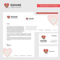 Heart Business Letterhead Envelope and visiting Card Design vector template