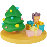 jul träd med gåvor 3d illustration png