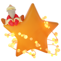 Santa Claus sitting on a star 3D illustration png