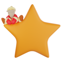 Santa Claus sitting on a star 3D illustration png