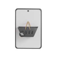 3d black Friday Basket with phone png