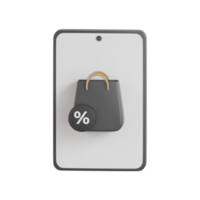 3d black friday shopping bag with phone png