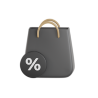 3d shopping Borsa nero Venerdì png