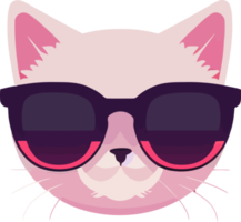 illustration graphique de chat portant des lunettes de soleil isolées parfaites pour le logo, la mascotte, l'icône ou l'impression sur t-shirt png