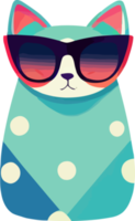 illustration graphic of cat wearing sunglasses isolated perfect for logo, mascot, icon or print on t-shirt png