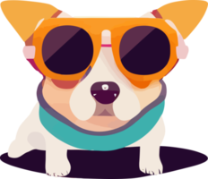 ilustración gráfica de un lindo beagle con gafas de sol aisladas perfectas para el logotipo, la mascota, el icono o la impresión en la camiseta png
