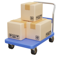 carrello scatola pacchetto 3d illustrazione png