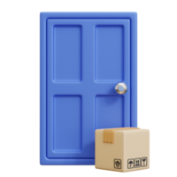 ilustração 3d de entrega de pacote de porta png