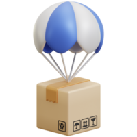 illustration 3d de l'emballage de la boîte de parachute png