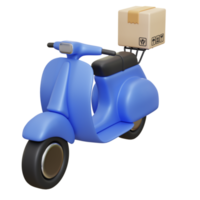 livraison de colis en scooter illustration 3d png