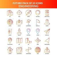 Orange Futuro 25 Engineering Icon Set vector