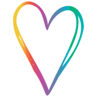 Rainbow simple doodle heart. Transparent PNG clipart for design