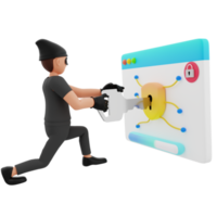 Account hacking 3D character illustration png