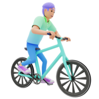 Boy cycling 3D character illustration png