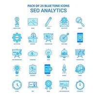 SEO Analytics Blue Tone Icon Pack 25 Icon Sets vector