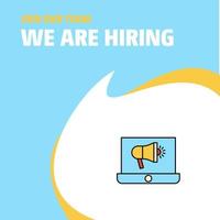 Join Our Team Busienss Company Music on Laptop We Are Hiring Poster Callout Design Vector background