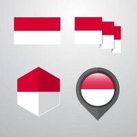 Monaco flag design set vector