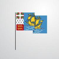 Saint Pierre and Miquelon waving Flag design vector