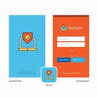 Company Protected laptop Splash Screen and Login Page design with Logo template Mobile Online Business Template vector